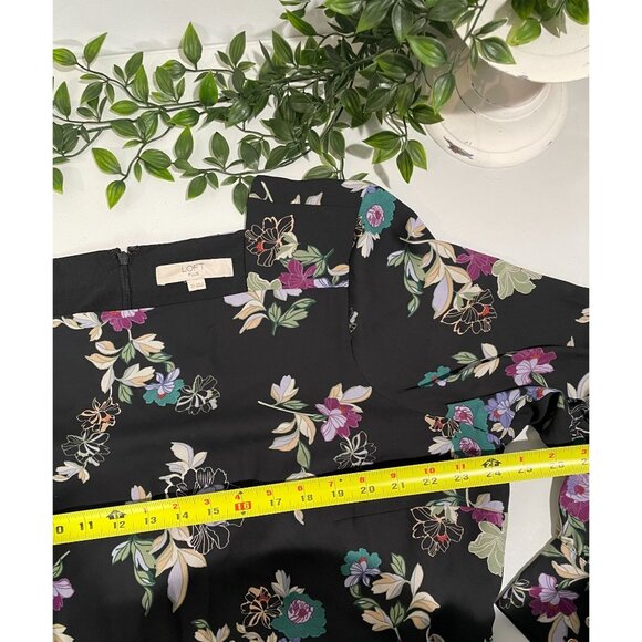 Floral Long-Sleeve Shift Dress By Loft Plus Sz 20 Black With Multicolor Flowers - Picture 11 of 13